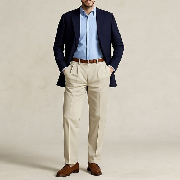Polo Ralph Lauren Men Andrew Pant Size 40x30 Deadstock Khaki Chino Preppy Fit
